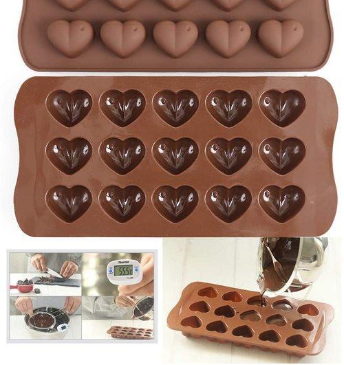 1187 Food Grade Non-Stick Reusable Silicone Heart Shape 15 Cavity Chocolate Molds / Baking Trays - SkyShopy 1187 Food Grade Non-Stick Reusable Silicone Heart Shape 15 Cavity Chocolate Molds / Baking Trays - SkyShopy